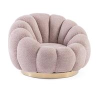 KONTE.DESIGN Poltrona girevole FLOREL in tessuto effetto bouclé rosa antico