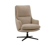 KONTE.DESIGN Poltrona girevole NEW ARLEY in tessuto beige e base in metallo nero