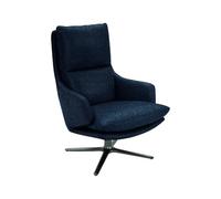 KONTE.DESIGN Poltrona girevole NEW ARLEY in tessuto blu notte e base in metallo