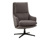 KONTE.DESIGN Poltrona girevole NEW ARLEY in tessuto grigio e base in metallo nero