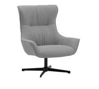 KONTE.DESIGN Poltrona girevole RIGA in tessuto grigio e base in metallo nero