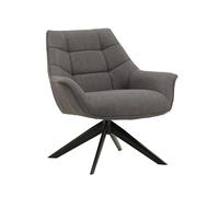 KONTE.DESIGN Poltrona girevole SEAPORT in tessuto grigio e gambe in metallo nero