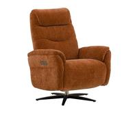 KONTE.DESIGN Poltrona reclinabile elettrica OSLO in tessuto marrone e base in metallo nero