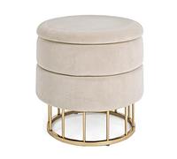 KONTE.DESIGN Pouf contenitore PAVLINA , tessuto effetto velluto Beige