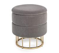KONTE.DESIGN Pouf contenitore PAVLINA , tessuto effetto vellutoGrigio Scuro