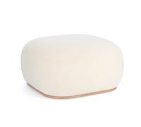 KONTE.DESIGN Pouf MIRIANA tessuto bianco e base in legno