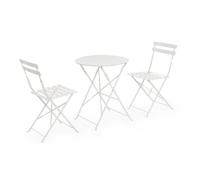 KONTE.DESIGN Set bistrot AUSTIN in acciaio bianco, pieghevole