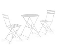 KONTE.DESIGN Set bistrot WISSANT con tavolo e 2 sedie in acciaio bianco