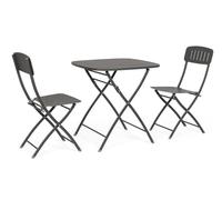 KONTE.DESIGN Set bistrot YVONNE con tavolo e 2 sedie in acciaio antracite