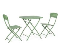 KONTE.DESIGN Set bistrot YVONNE con tavolo e 2 sedie in acciaio verde salvia