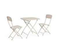 KONTE.DESIGN Set bistrot YVONNE in acciaio beige, pieghevole