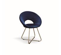 KONTE.DESIGN Set di 2 poltroncine ZANTE in tessuto effetto velluto blu e base in metallo color oro