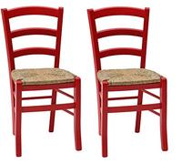 KONTE.DESIGN Set di 2 sedie CENISIA in legno, Rosso, 42 x 43x 88 cm