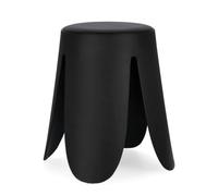 KONTE.DESIGN Set di 2 sgabelli IMOGEN in polipropilene nero e cuscino in similpelle nero