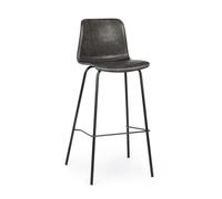 KONTE.DESIGN Set di 2 sgabelli KYRA in similpelle antracite e gambe in acciaio nero