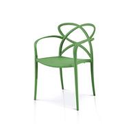 KONTE.DESIGN Set di 4 poltroncine LONG ISLAND in polipropilene verde, schienale intrecciato, con braccioli, 52 x 57 x 81 cm