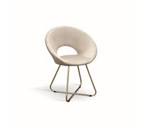 KONTE.DESIGN Set di 4 poltroncine ZANTE in tessuto effetto velluto beige e base in metallo color oro