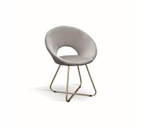 KONTE.DESIGN Set di 4 poltroncine ZANTE in tessuto effetto velluto grigio e base in metallo color oro