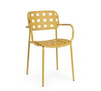 KONTE.DESIGN Set di 4 sedie CLOVER in polipropilene giallo e struttura acciaio, con braccioli