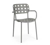 KONTE.DESIGN Set di 4 sedie CLOVER in polipropilene grigio e struttura acciaio, con braccioli