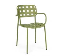 KONTE.DESIGN Set di 4 sedie CLOVER in polipropilene verde e struttura acciaio, con braccioli