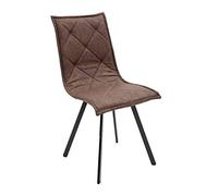 KONTE.DESIGN Set di 4 sedie EMBAJADORES in Ecopelle Marrone Trapuntato, gambe in metallo nero