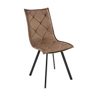 KONTE.DESIGN Set di 4 sedie EMBAJADORES in tessuto effetto Velluto Marrone Trapuntato, gambe in metallo nero