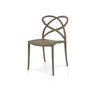 KONTE.DESIGN Set di 4 sedie LONG ISLAND in policarbonato Grigio tortora, 46x49x81 cm