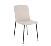 KONTE.DESIGN Set di 4 sedie RINAS in tessuto beige e gambe acciaio nero