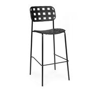 KONTE.DESIGN Set di 4 sgabelli CLOVER in polipropilene nero e struttura acciaio, impilabili