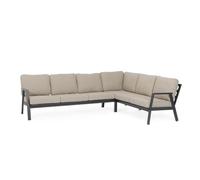 KONTE.DESIGN Set salotto angolare da giardino PENICHE con cuscini beige e struttura in alluminio antracite