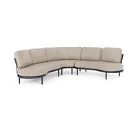 KONTE.DESIGN Set salotto angolare da giardino SAGRES con cuscini beige, schienali in corda e struttura antracite