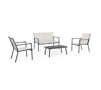 KONTE.DESIGN Set salotto CALONGE in acciaio antracite e textilene bianco