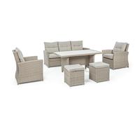 KONTE.DESIGN Set salotto da giardino ARANDA in fibra sintetica intrecciata, 6 pezzi e cuscini
