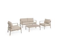 KONTE.DESIGN Set salotto da giardino CADAVAL composto da 2 poltrone, divano 2 posti e tavolino effetto legno