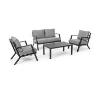 KONTE.DESIGN Set salotto da giardino COIMBRA con cuscini e struttura in alluminio antracite, 4 pezzi