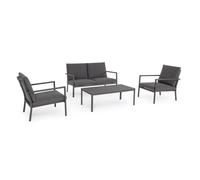 KONTE.DESIGN Set salotto da giardino KONNOR in textilene con cuscini e struttura in alluminio antracite, 4 pezzi