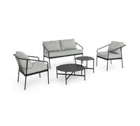 KONTE.DESIGN Set salotto da giardino TERUEL con cuscini sfoderabili e struttura in acciaio verniciato, 5 pezzi