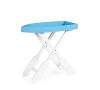 KONTE.DESIGN Tavolino pieghevole GOZZO in legno azzurro e gambe bianche 60 x 30 cm
