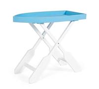 KONTE.DESIGN Tavolino pieghevole GOZZO in legno azzurro e gambe bianche 76 x 40 cm