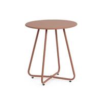 KONTE.DESIGN Tavolino Rotondo GAVIAO in Acciaio Rosso Corallo, Ø45×50 cm
