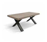 KONTE.DESIGN Tavolo allungabile AMALFI in legno effetto olmo perla e gambe a X antracite, allungabile 160x90 cm - 240x90 cm