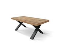 KONTE.DESIGN Tavolo allungabile AMALFI in legno effetto rovere rustico e gambe a X antracite, allungabile 180x90 cm - 260x90 cm