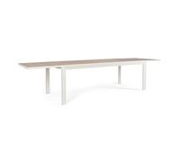 KONTE.DESIGN Tavolo allungabile Belmar Effetto Legno e Struttura in Alluminio Bianca, 220×100 cm - 340×100 cm