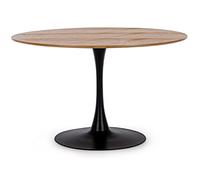 KONTE.DESIGN Tavolo BLOOM Effetto Rovere Base Nera Diametro 120 Altezza 75 cm