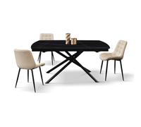 KONTE.DESIGN Tavolo BONIFACIO in ceramica nero Sahara e base in metallo verniciato nero, allungabile 160x90 cm - 240x90 cm