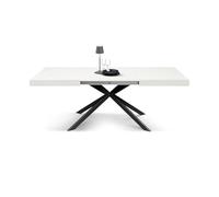 KONTE.DESIGN Tavolo CAMAIORE in legno, finitura bianco frassinato e base a X in metallo antracite, allungabile 180×90 cm - 260×90 cm