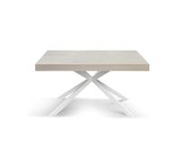 KONTE.DESIGN Tavolo CAMAIORE in legno, finitura olmo perla e base in metallo verniciato bianco, allungabile 160x90 cm - 240x90 cm