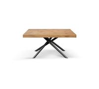 KONTE.DESIGN Tavolo CARRARA in legno, finitura rovere rustico e base in metallo verniciato antracite, allungabile 180×90 cm - 260×90 cm