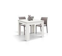 KONTE.DESIGN Tavolo LIPARI finitura bianco frassinato allungabile a libro 90×90 cm - 180×90 cm